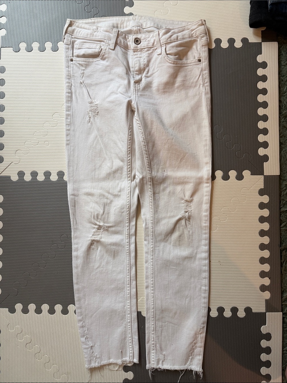 Zara White Skinny Distressed Jeans